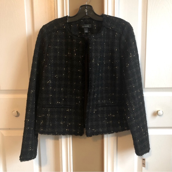Halogen Black Gold Metallic Raw Hem Tweed Jacket - Picture 8 of 8
